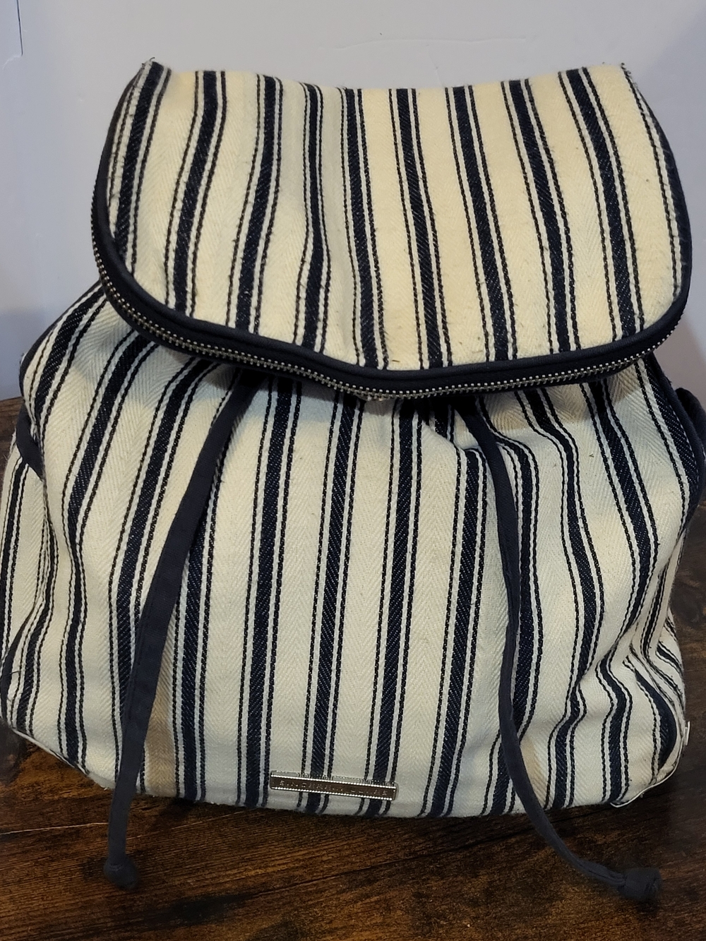 Sincerely Jules Navy Canvas Drawstring Backpack